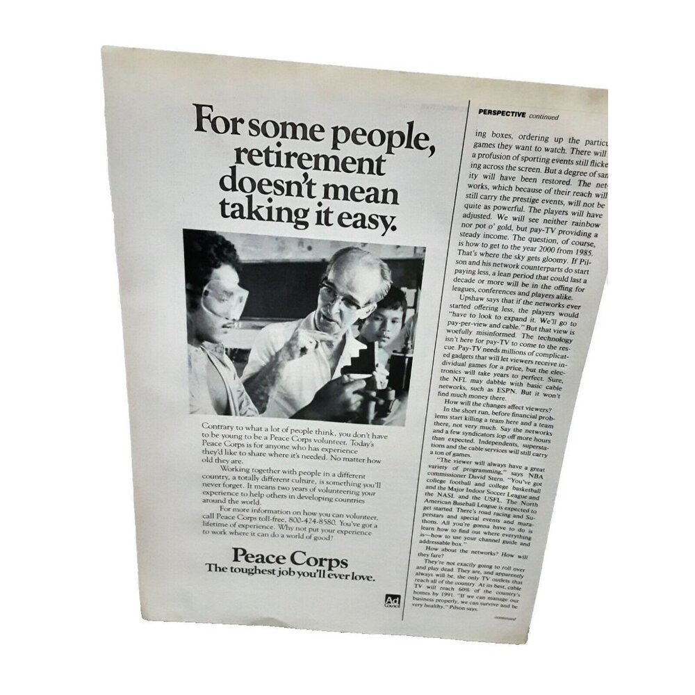 1985 Peace Corps Toughest Job You Will Ever Love Original Print Ad